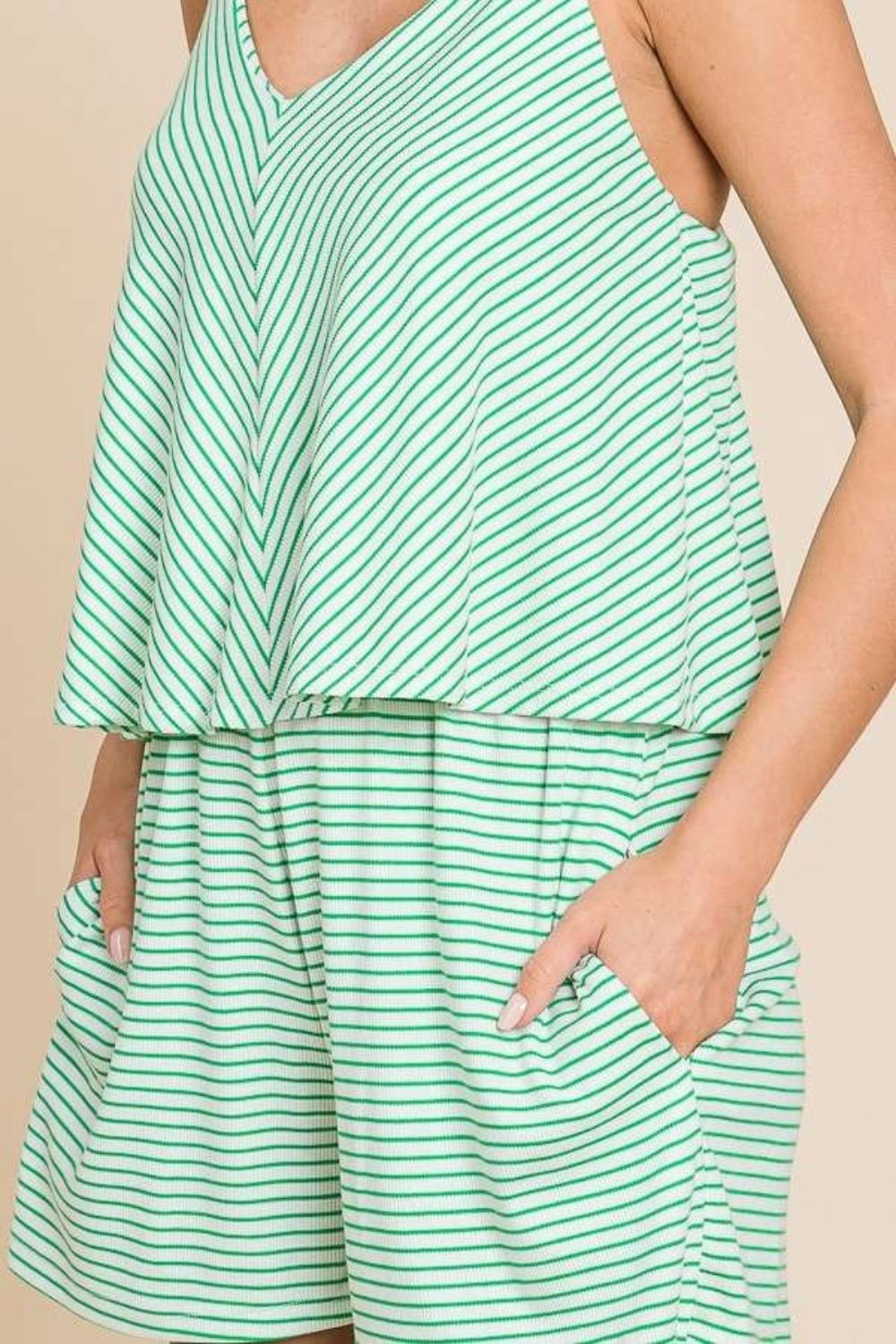 Culture Code Full Size Double Flare Striped Romper - Loulou Boutique