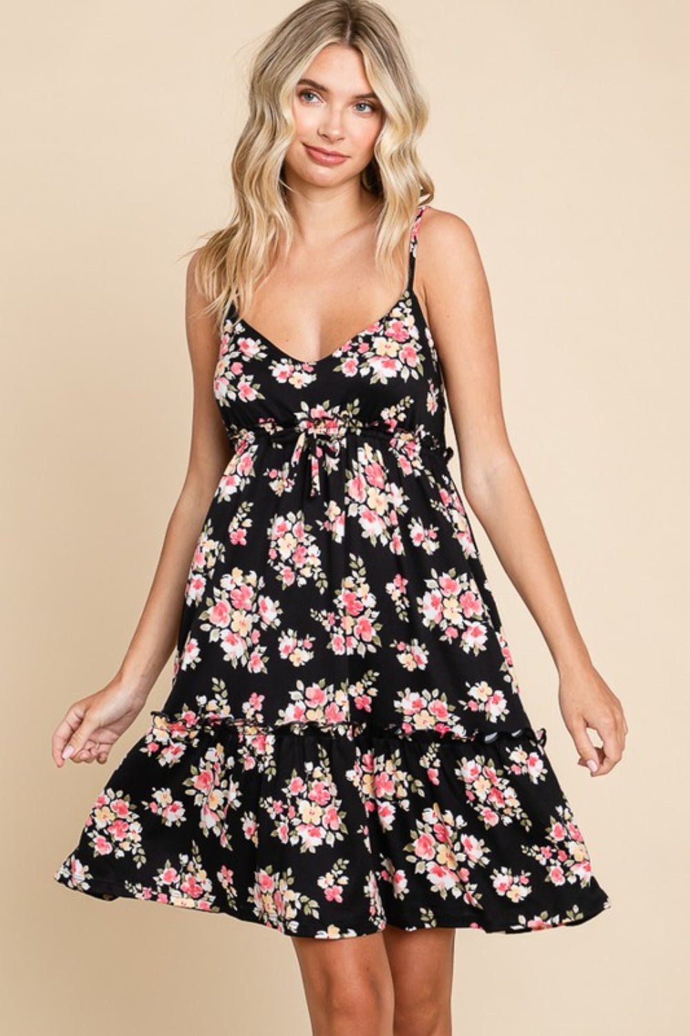 Culture Code Full Size Floral Frill Cami Dress - Loulou Boutique