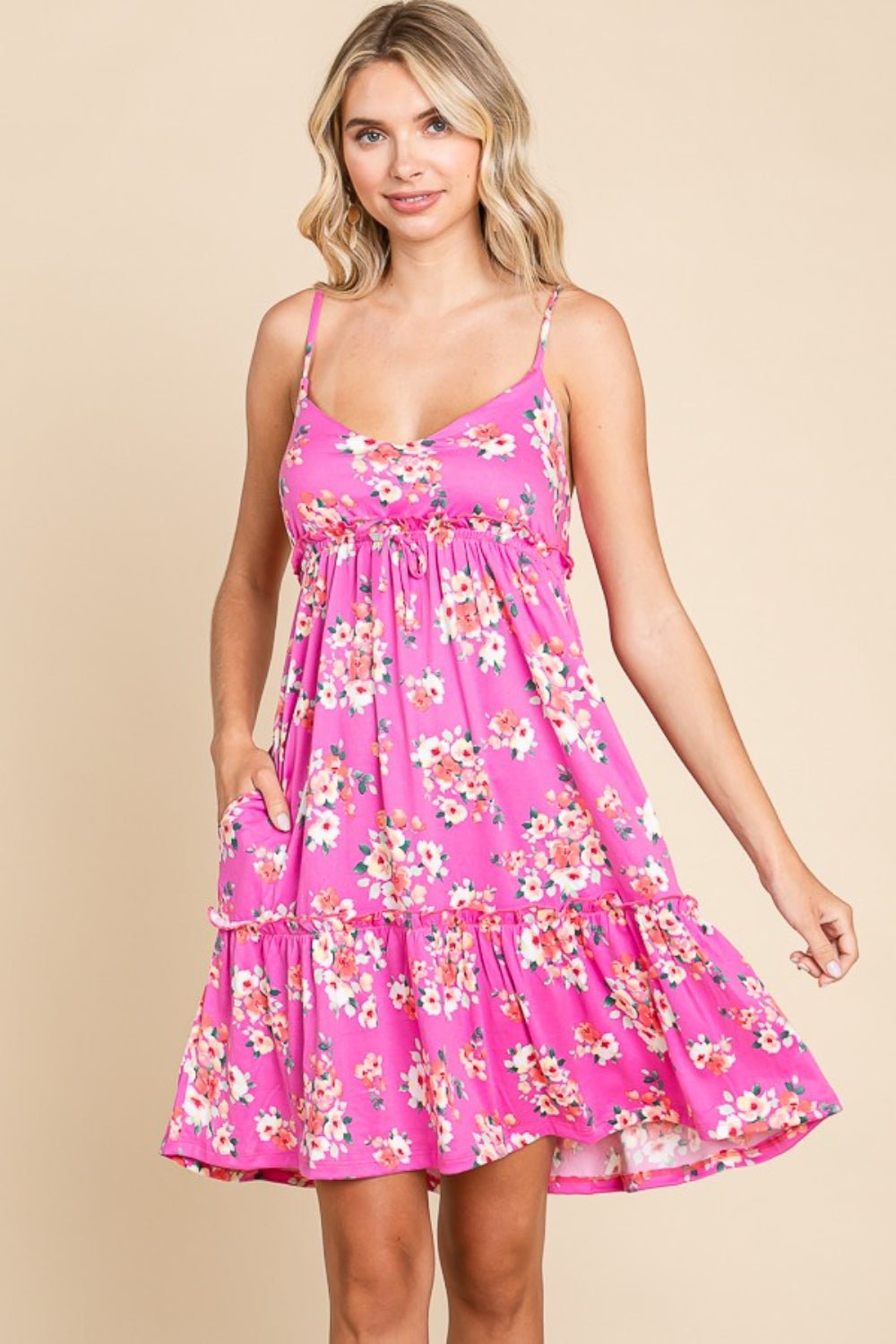 Culture Code Full Size Floral Ruffled Cami Dress - Loulou Boutique