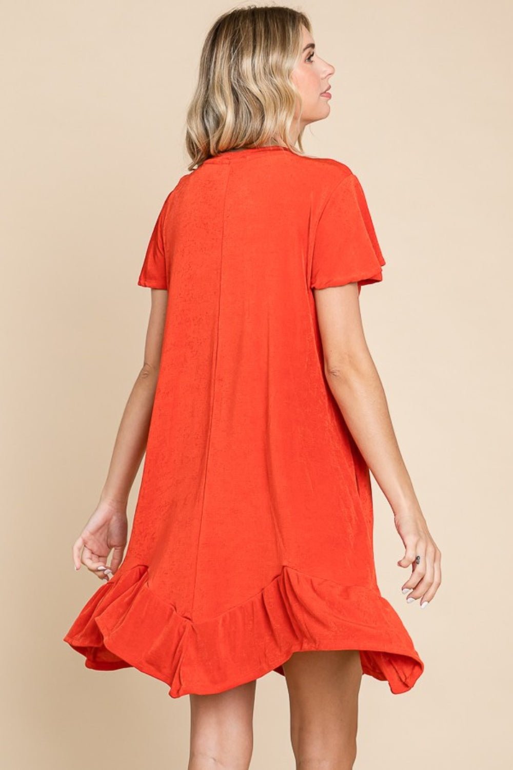 Culture Code Full Size Notched Short Sleeve Dress - Loulou Boutique