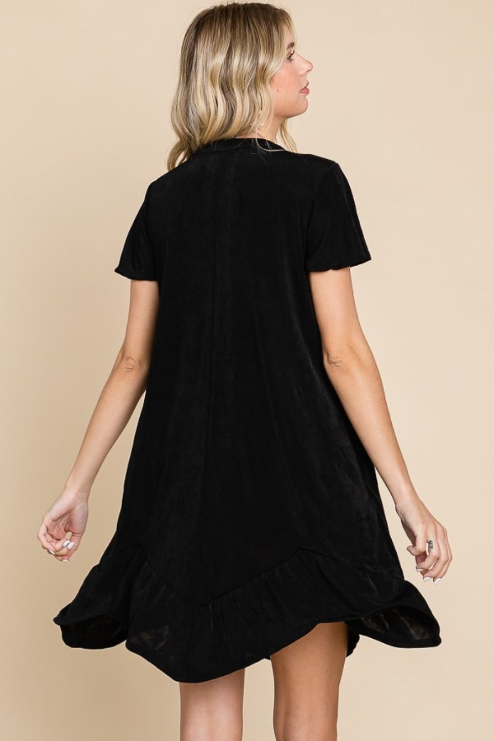 Culture Code Full Size Notched Short Sleeve Dress - Loulou Boutique