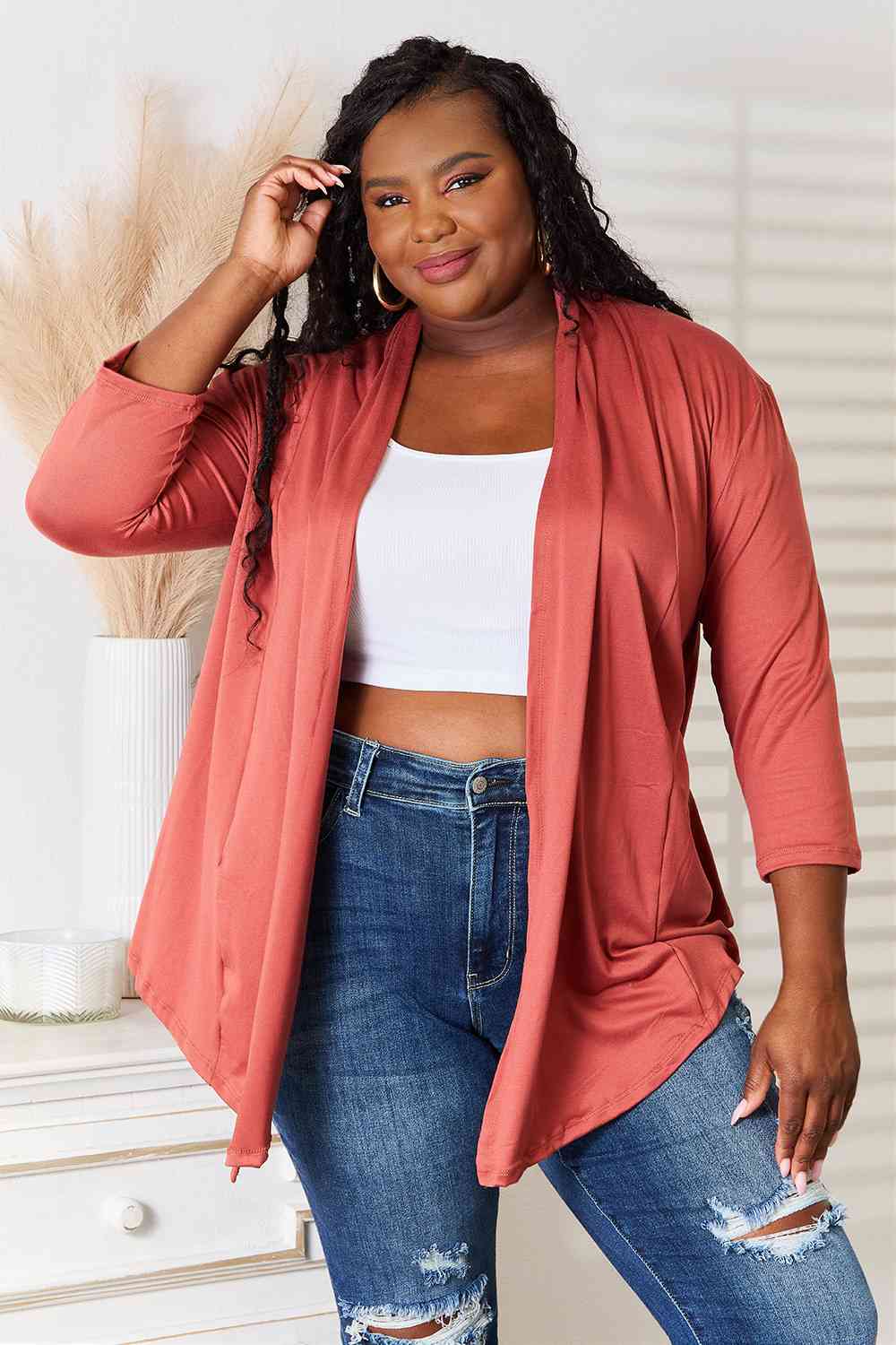 Culture Code Full Size Open Front Cardigan - Loulou Boutique