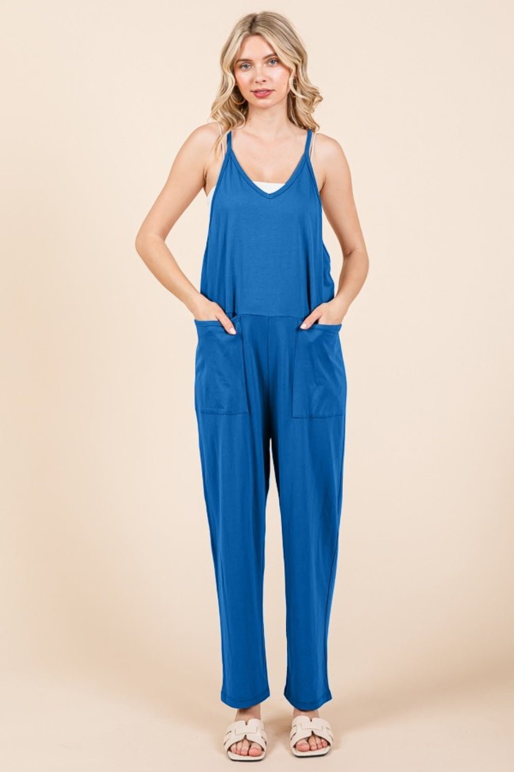 Culture Code Full Size Sleeveless Jumpsuit with Pockets - Loulou Boutique