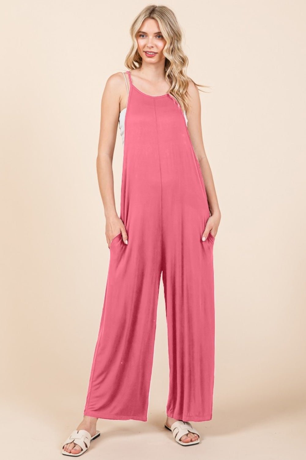 Culture Code Full Size Sleeveless Wide Leg Jumpsuit with Pockets - Loulou Boutique