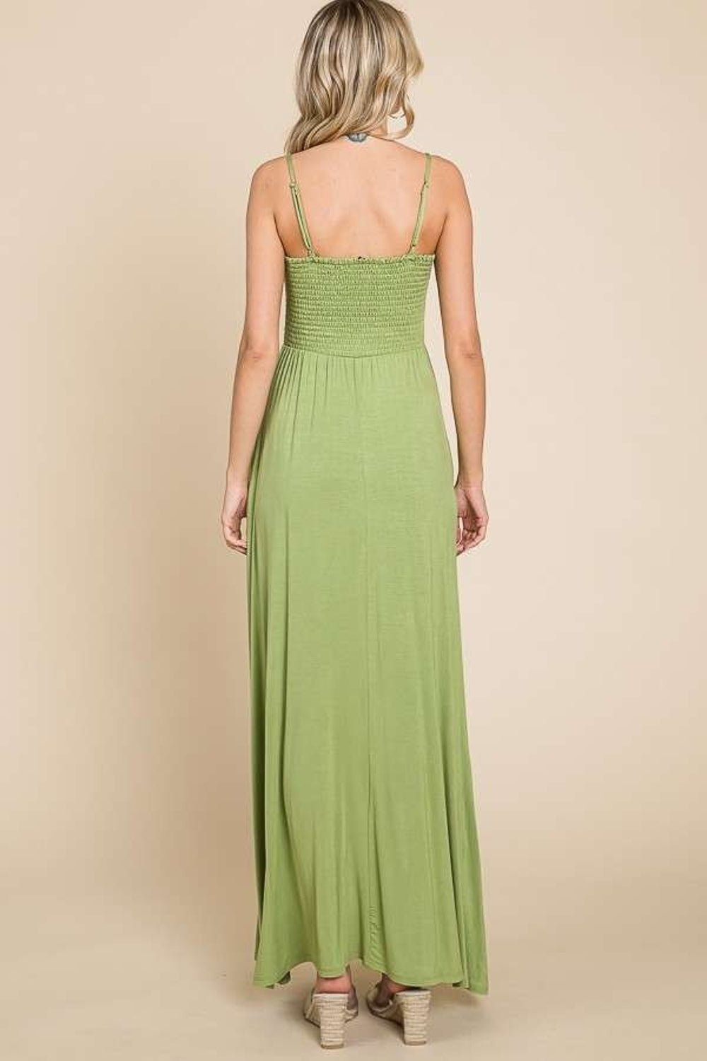 Culture Code Full Size Smocked Cami Maxi Dress with Pockets - Loulou Boutique
