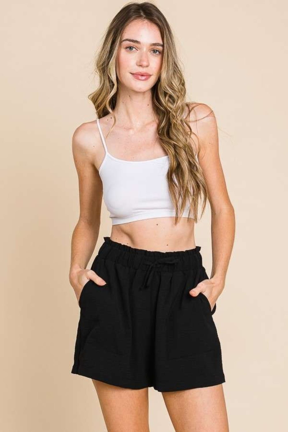 Culture Code High Waist Paper bag Shorts - Loulou Boutique