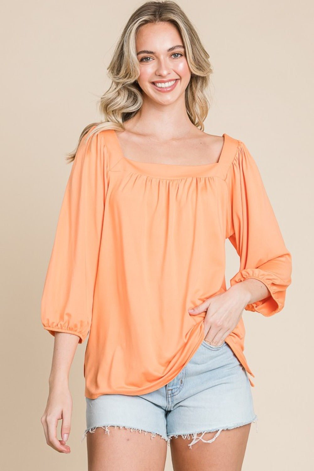 Culture Code Square Neck Puff Sleeve Top - Loulou Boutique