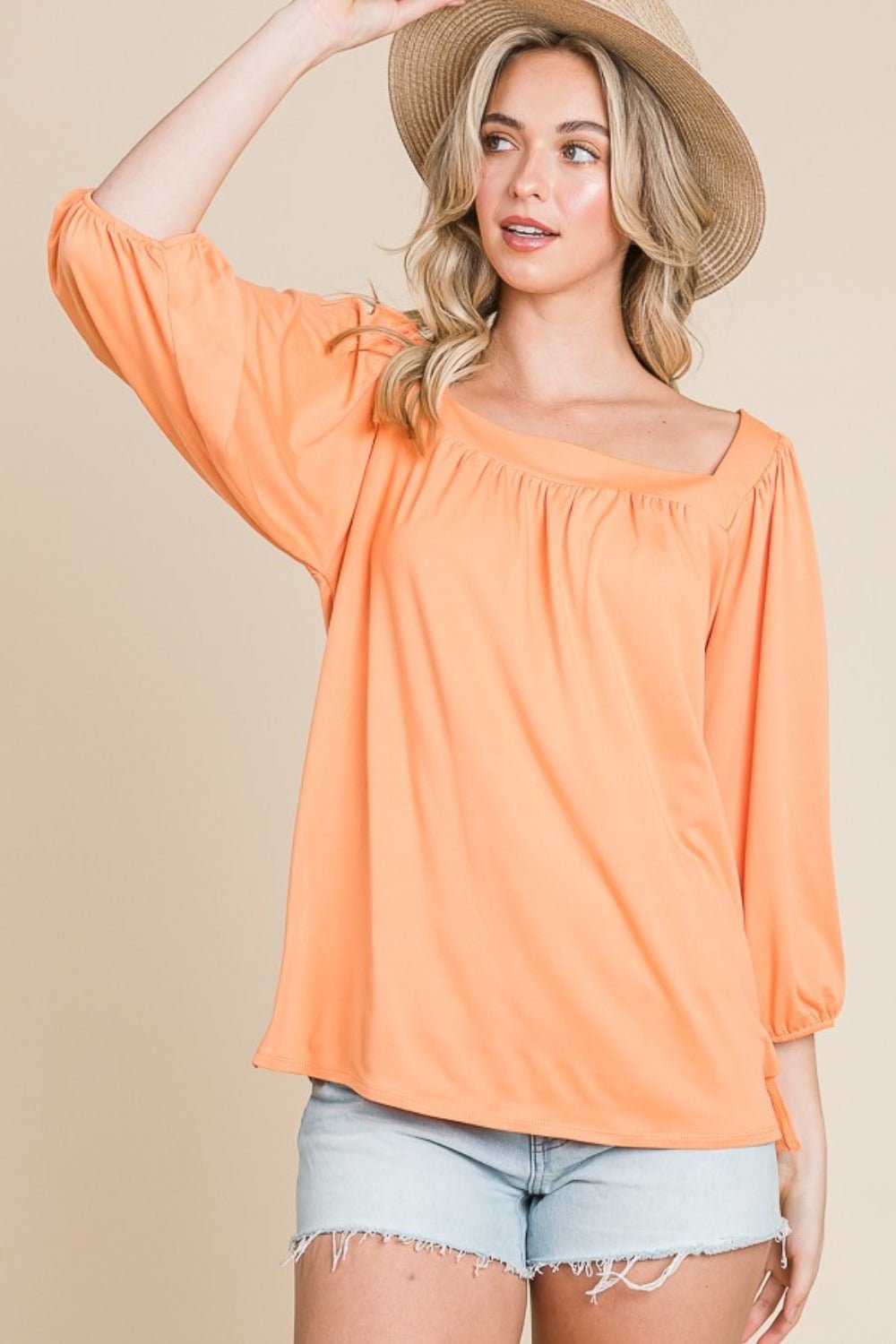 Culture Code Square Neck Puff Sleeve Top - Loulou Boutique