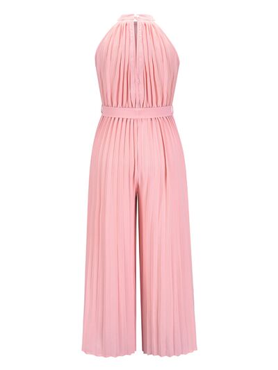 Cutout Tied Pleated Sleeveless Jumpsuit - Loulou Boutique