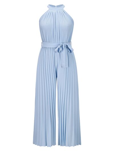 Cutout Tied Pleated Sleeveless Jumpsuit - Loulou Boutique