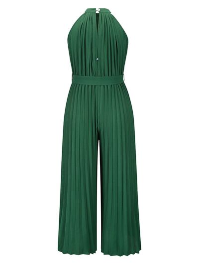 Cutout Tied Pleated Sleeveless Jumpsuit - Loulou Boutique