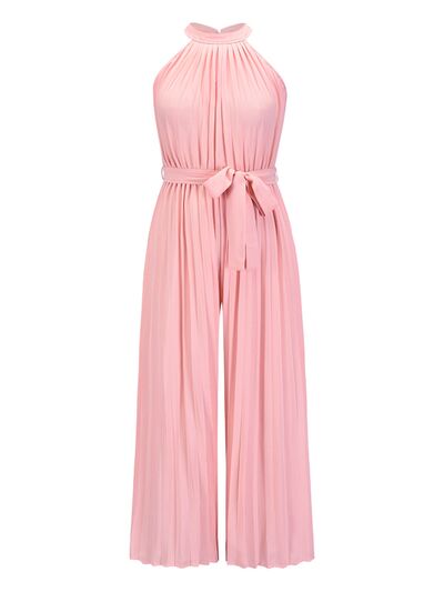 Cutout Tied Pleated Sleeveless Jumpsuit - Loulou Boutique