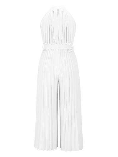 Cutout Tied Pleated Sleeveless Jumpsuit - Loulou Boutique