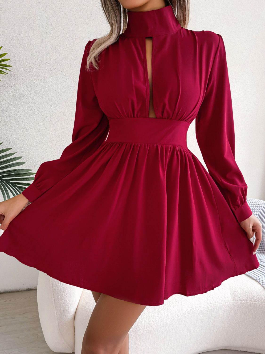 Cutout Turtleneck A - Line Mini Dress - Loulou Boutique