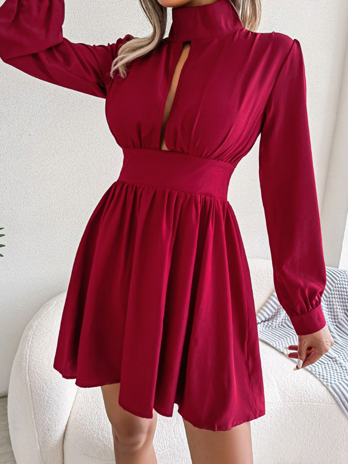 Cutout Turtleneck A - Line Mini Dress - Loulou Boutique