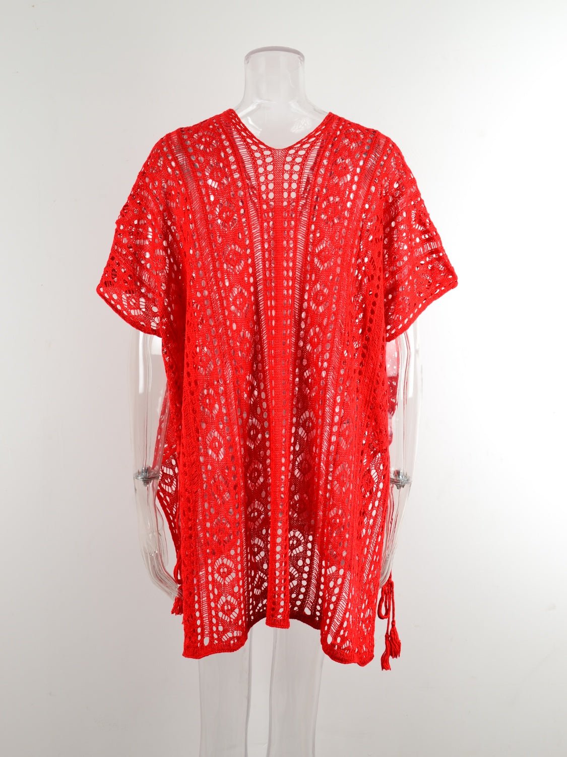 Cutout V - Neck Cover - Up with Tassel - Loulou Boutique