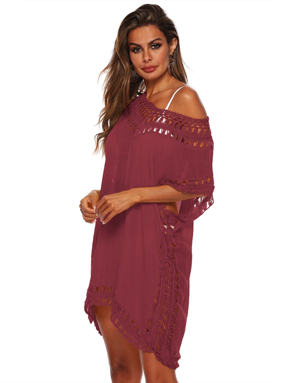 Cutout V - Neck Short Sleeve Cover - Up - Loulou Boutique