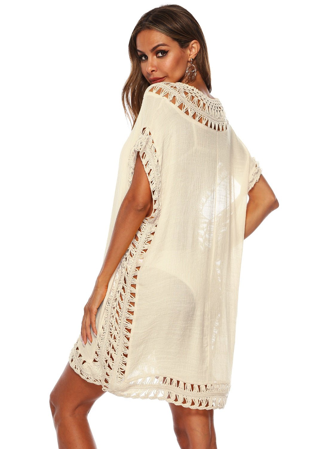 Cutout V - Neck Short Sleeve Cover - Up - Loulou Boutique