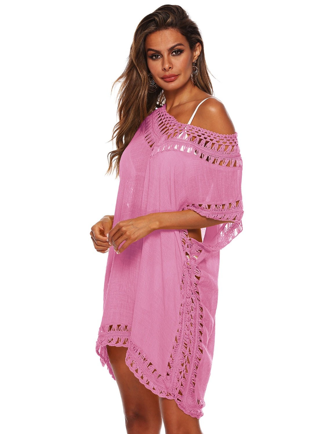 Cutout V - Neck Short Sleeve Cover - Up - Loulou Boutique