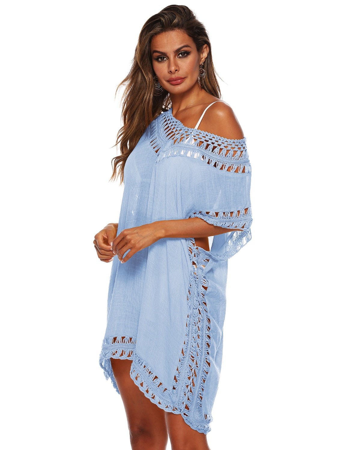 Cutout V - Neck Short Sleeve Cover - Up - Loulou Boutique