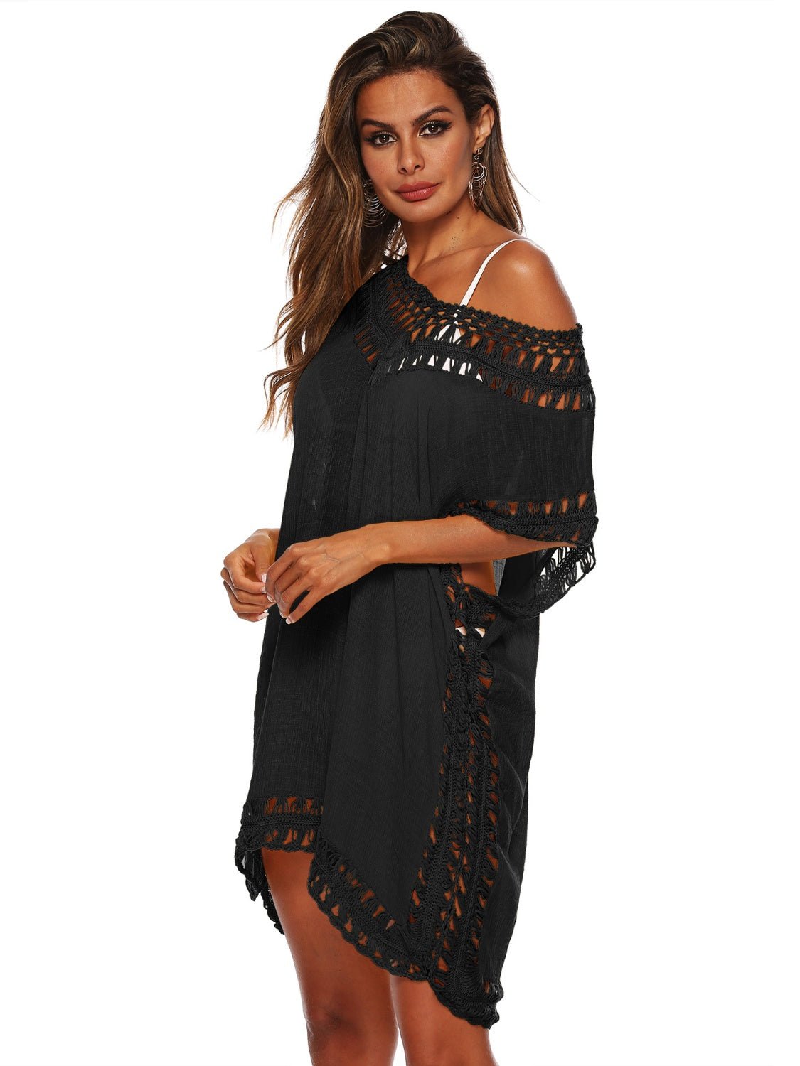 Cutout V - Neck Short Sleeve Cover - Up - Loulou Boutique