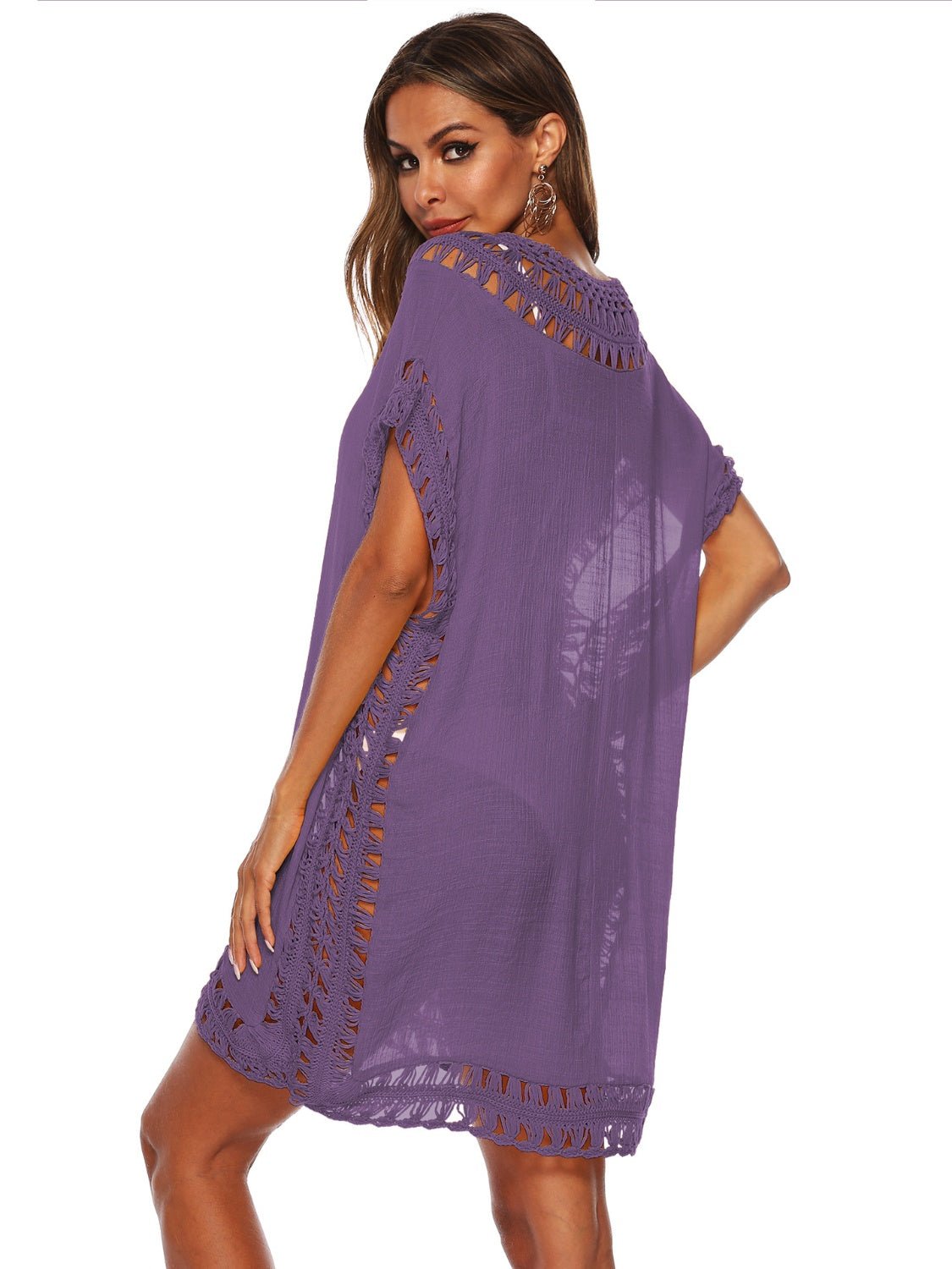 Cutout V - Neck Short Sleeve Cover - Up - Loulou Boutique