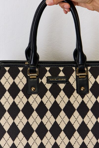 David Jones Argyle Pattern PU Leather Handbag - Loulou Boutique