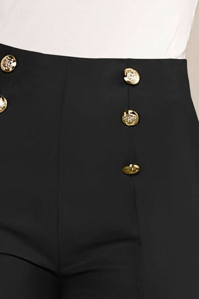 Decorative Button High Waist Shorts - Loulou Boutique