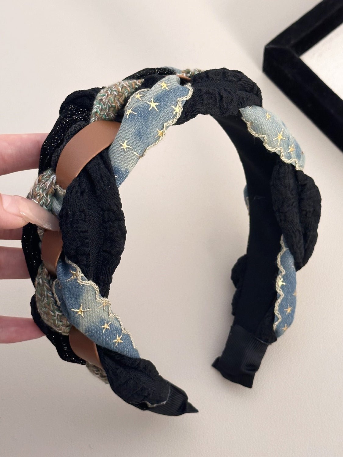 Denim Braided Wide Headband - Loulou Boutique