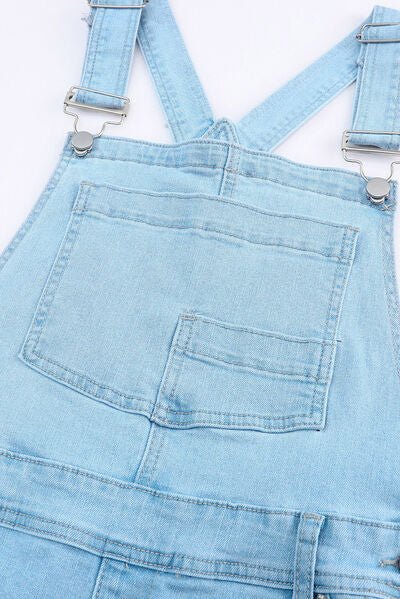 Distressed Denim Overalls with Pockets - Loulou Boutique