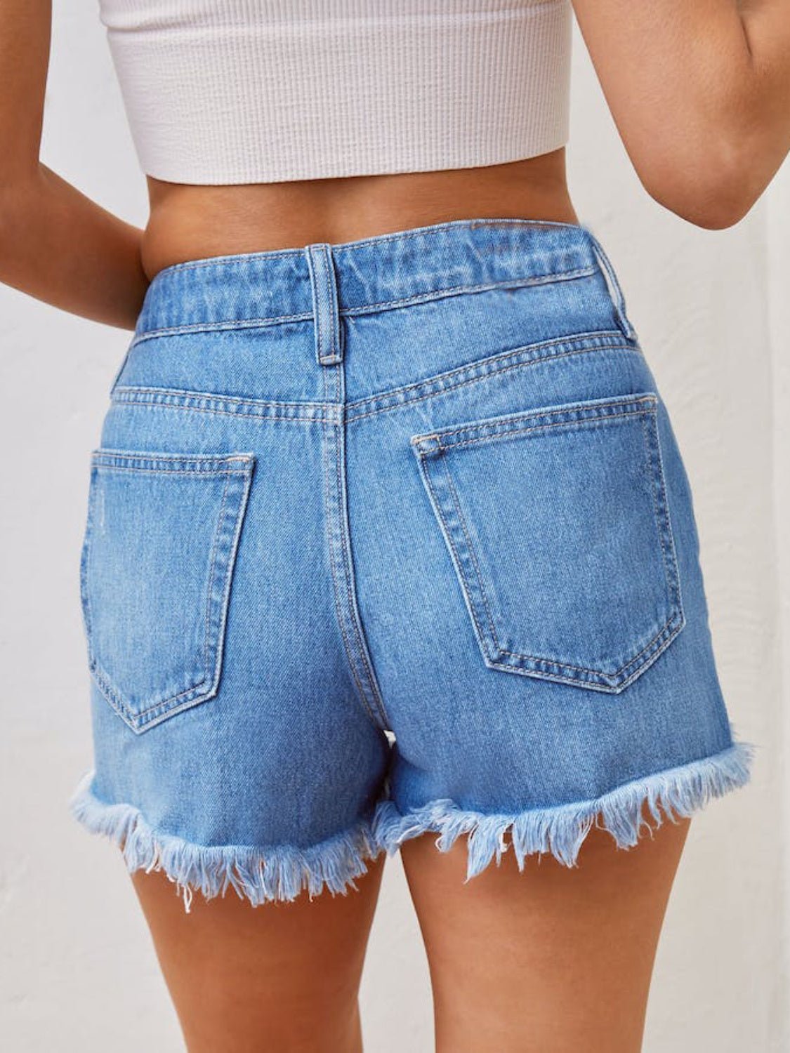 Distressed Raw Hem Denim Shorts - Loulou Boutique