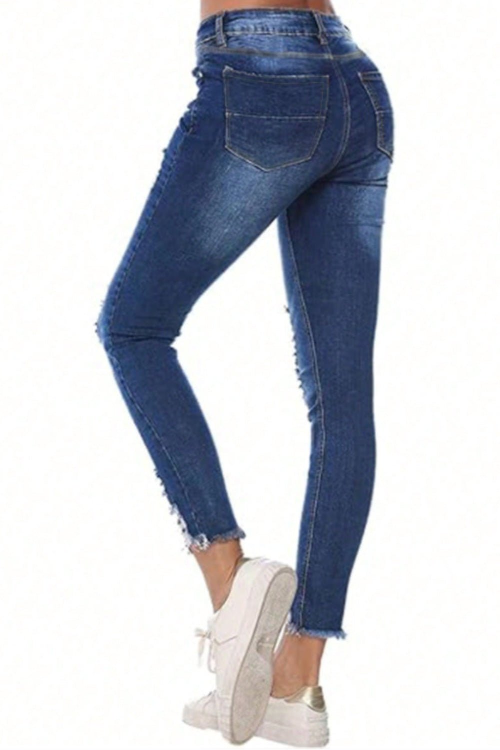 Distressed Raw Hem Jeans with Pockets - Loulou Boutique