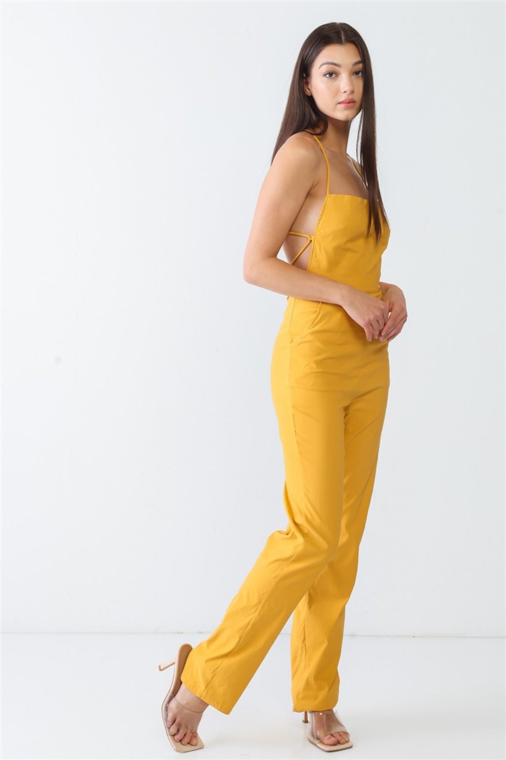 Doreli Group Backless Tied Spaghetti Strap Sleeveless Jumpsuit - Loulou Boutique