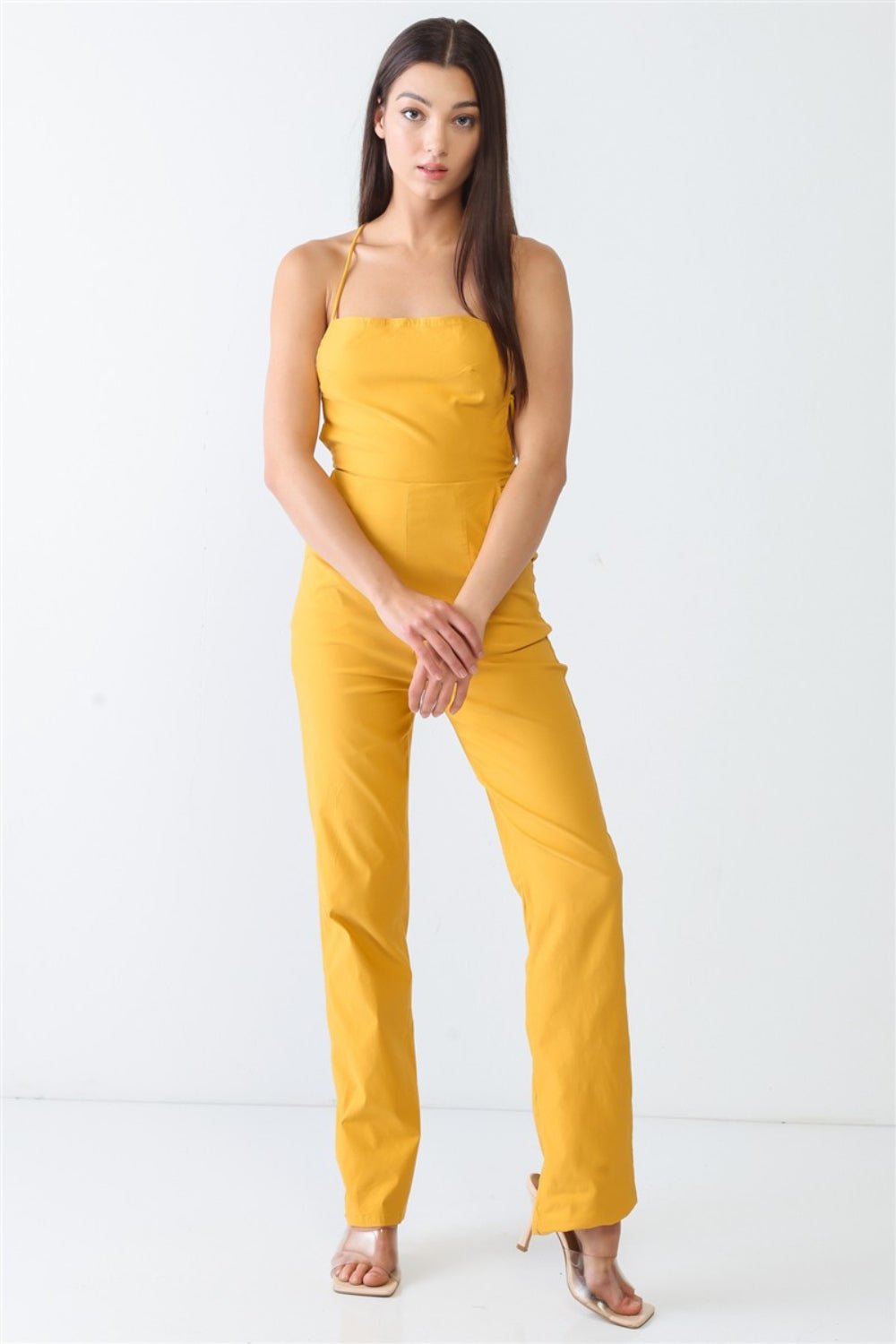 Doreli Group Backless Tied Spaghetti Strap Sleeveless Jumpsuit - Loulou Boutique