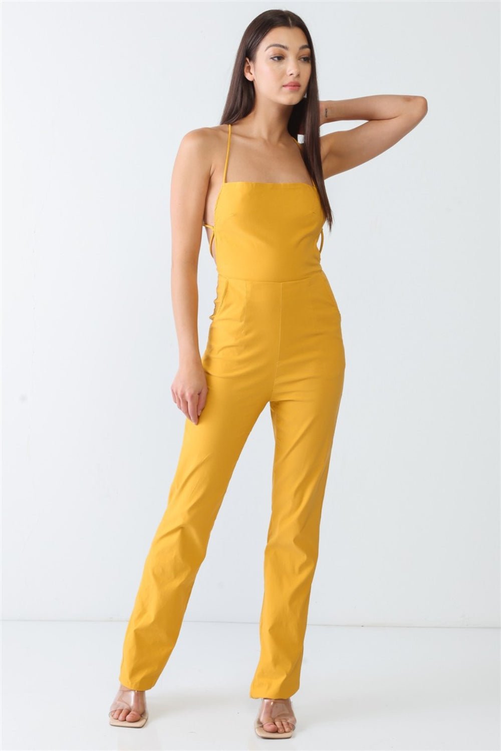 Doreli Group Backless Tied Spaghetti Strap Sleeveless Jumpsuit - Loulou Boutique