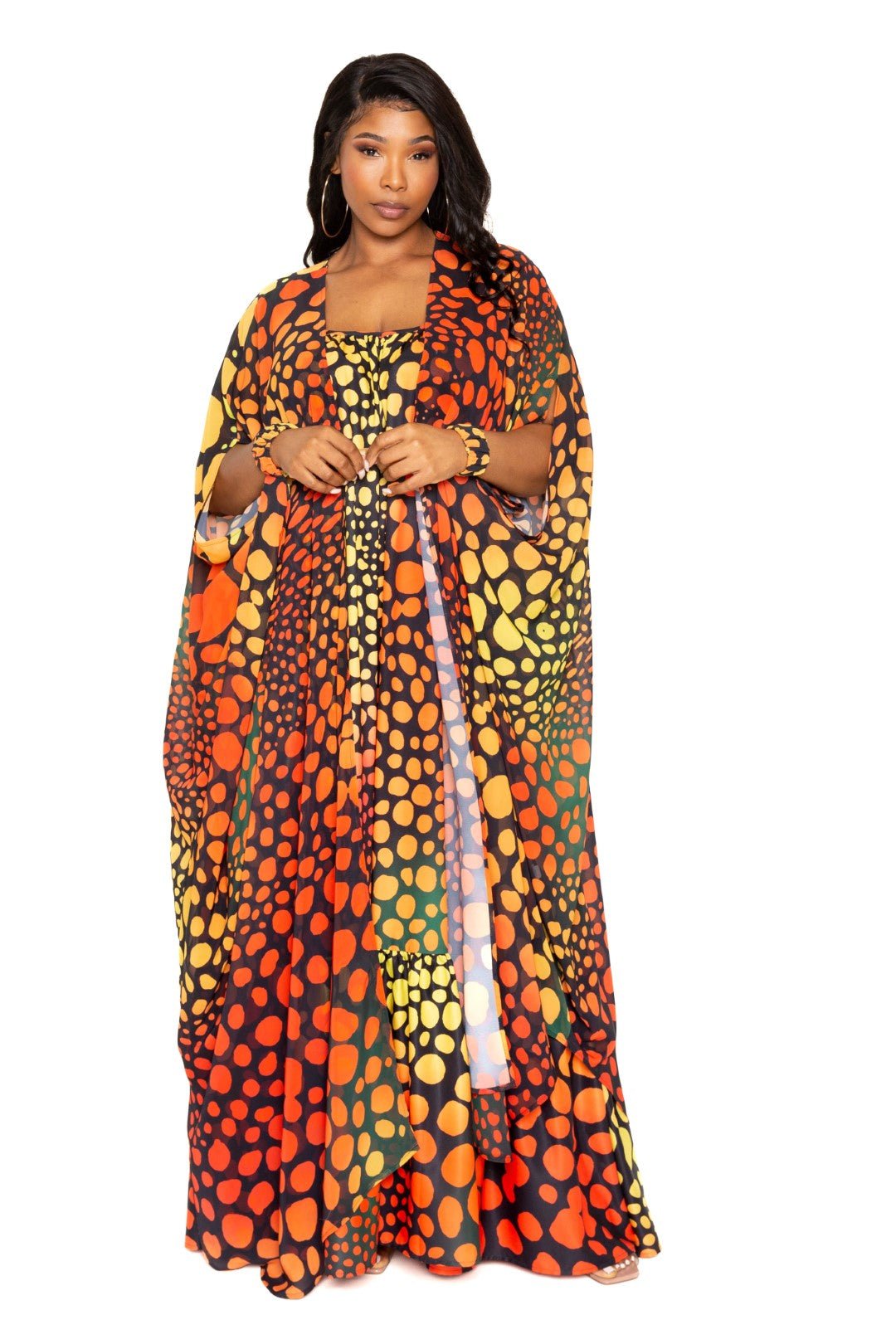 Dot Robe With Wrist Band - Loulou Boutique