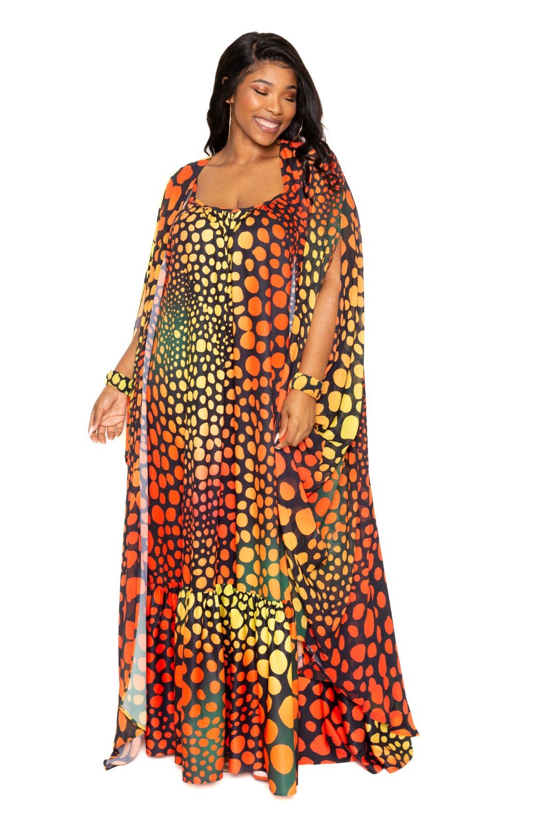 Dot Robe With Wrist Band - Loulou Boutique