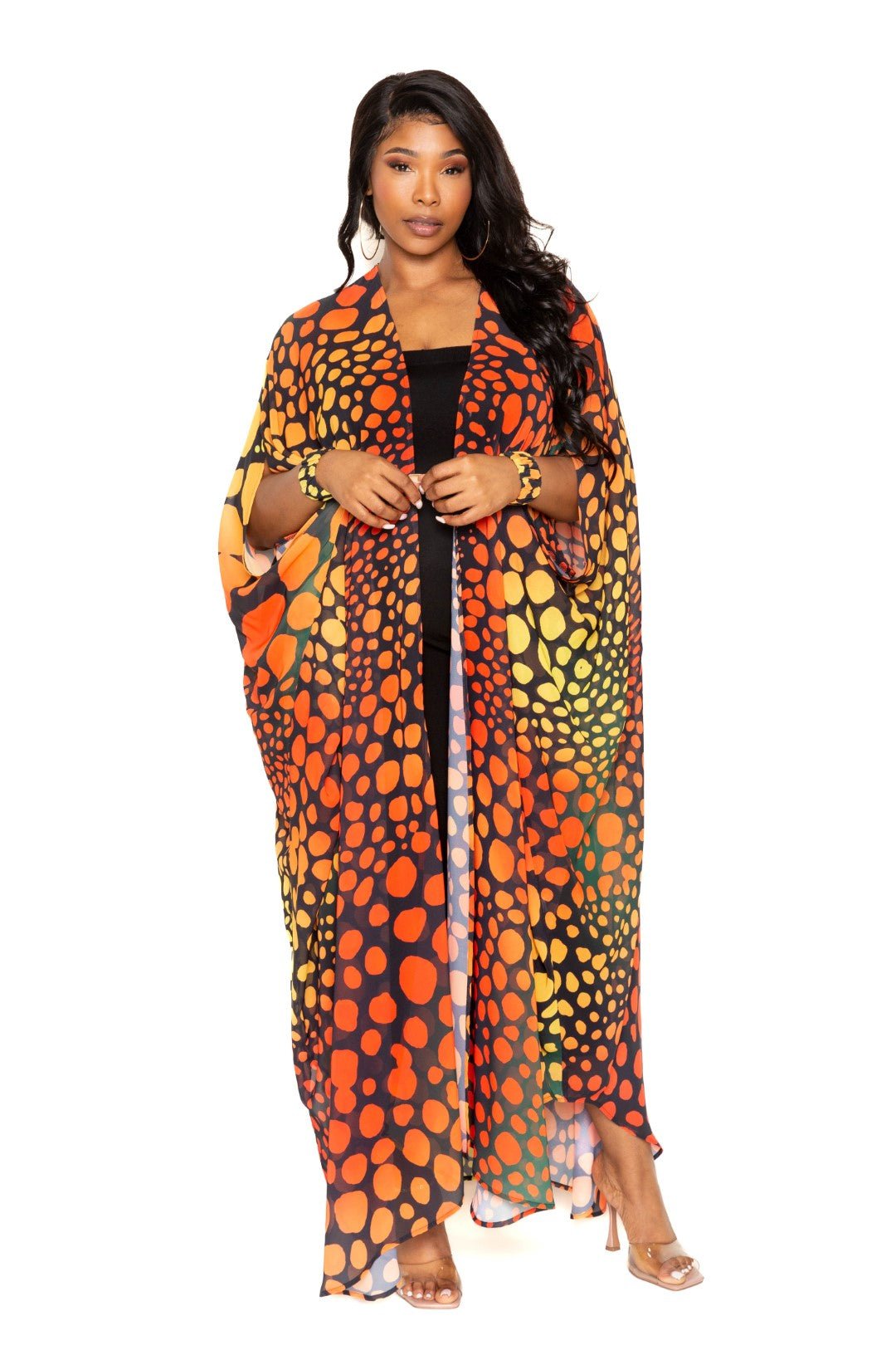 Dot Robe With Wrist Band - Loulou Boutique