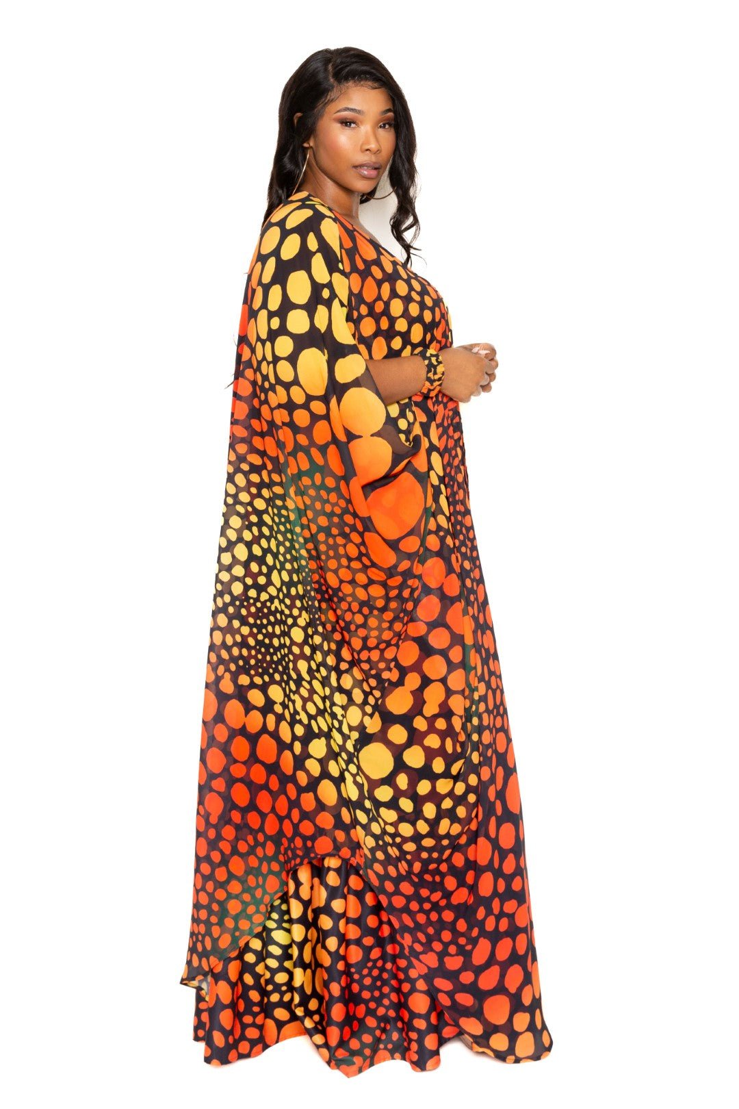 Dot Robe With Wrist Band - Loulou Boutique