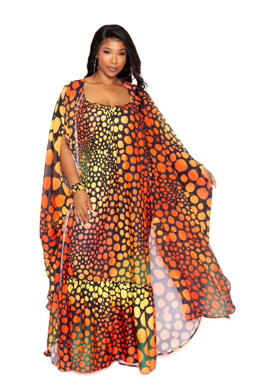 Dot Robe With Wrist Band - Loulou Boutique