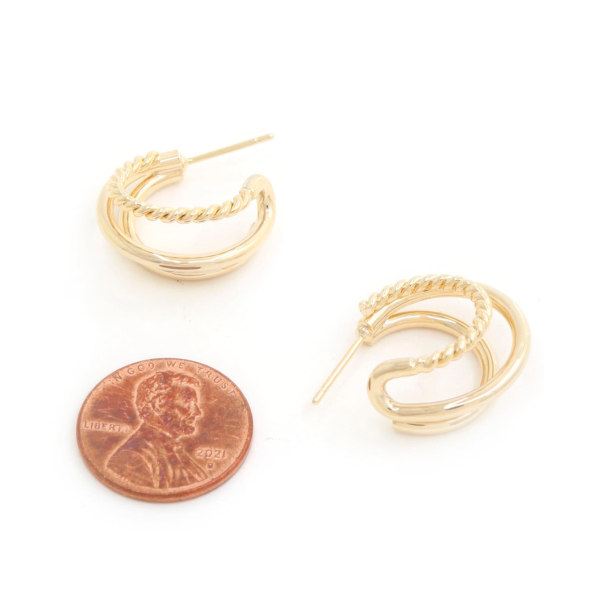 Double Hoop Rope Gold Dipped Earring - Loulou Boutique