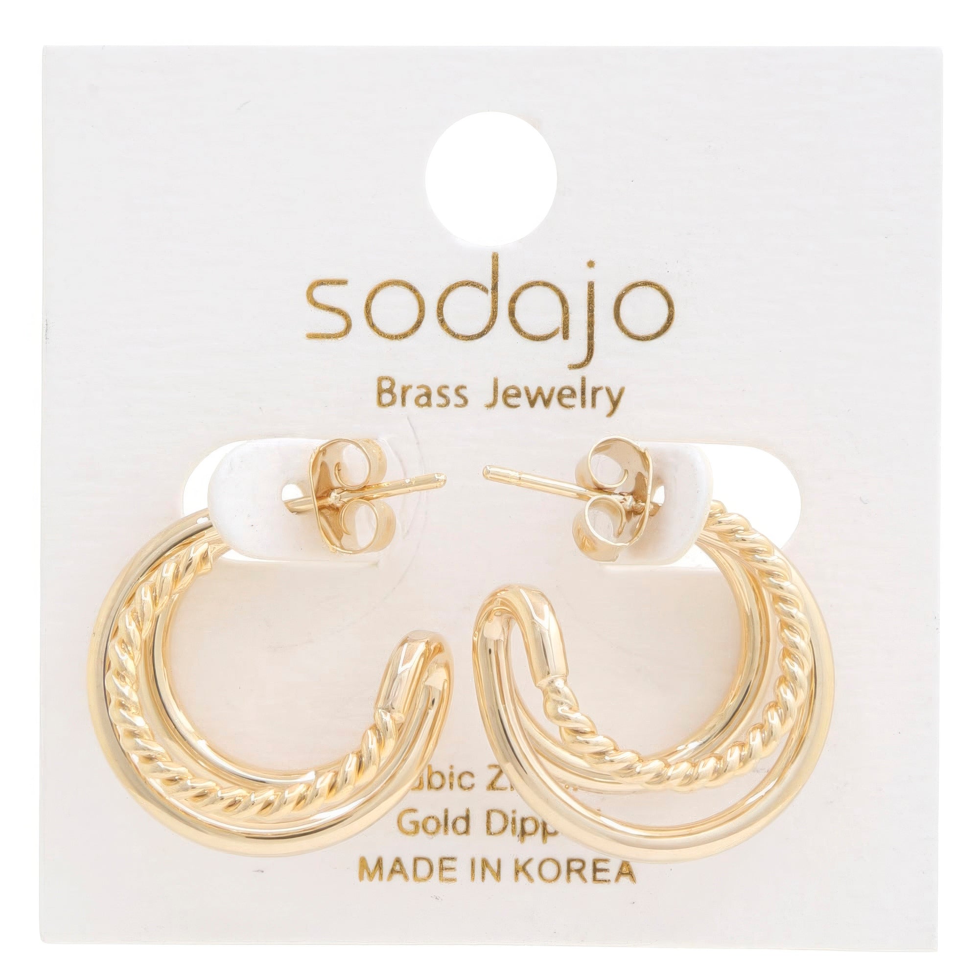 Double Hoop Rope Gold Dipped Earring - Loulou Boutique