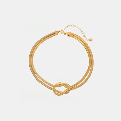 Double Layered Knot Herringbone Choker Necklace - Loulou Boutique