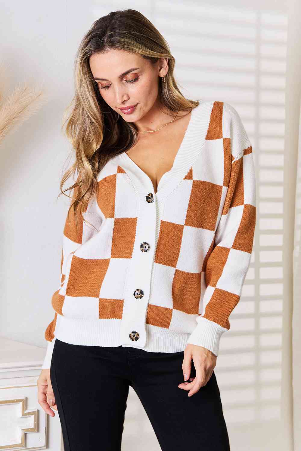 Double Take Button - Up V - Neck Dropped Shoulder Cardigan - Loulou Boutique