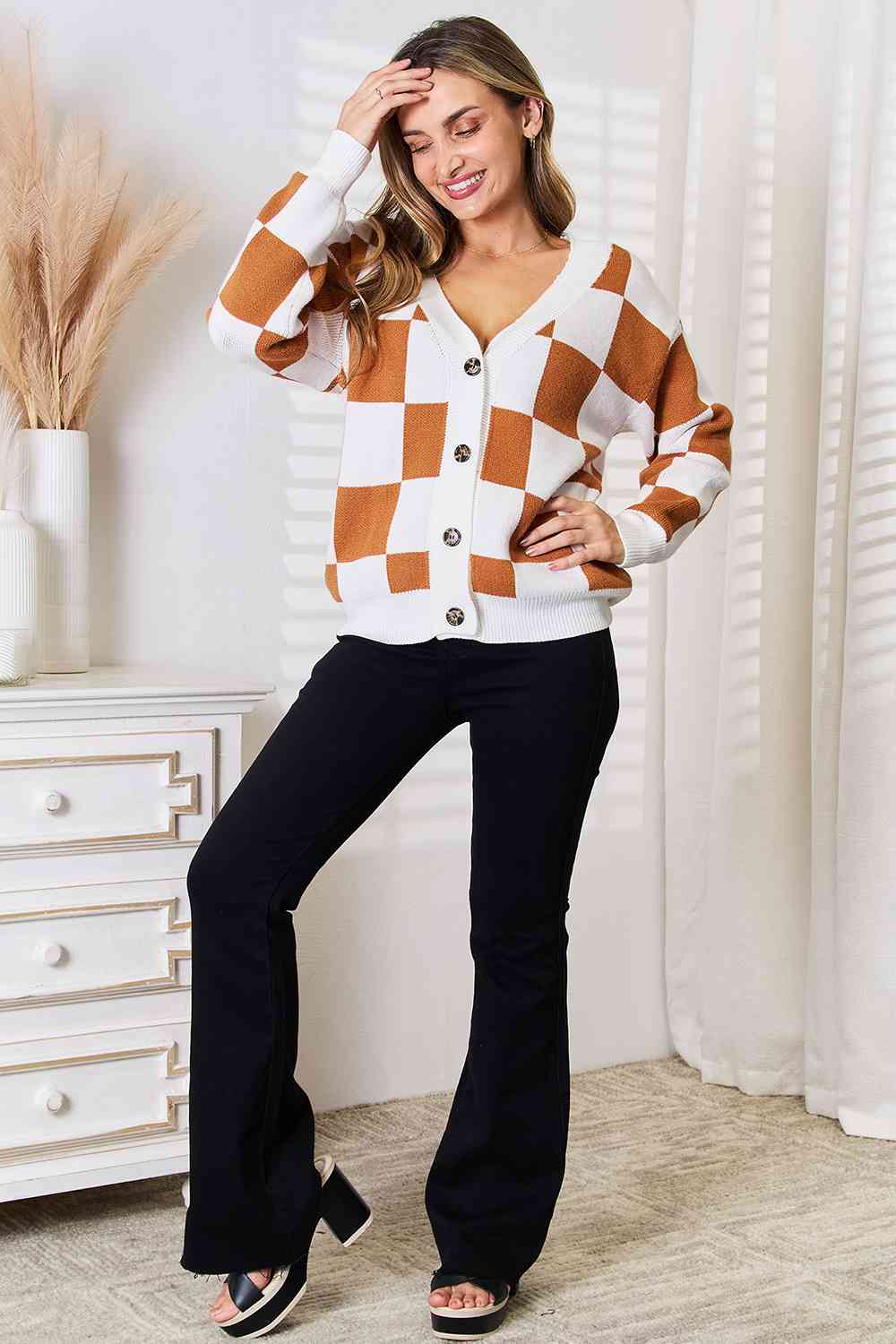 Double Take Button - Up V - Neck Dropped Shoulder Cardigan - Loulou Boutique