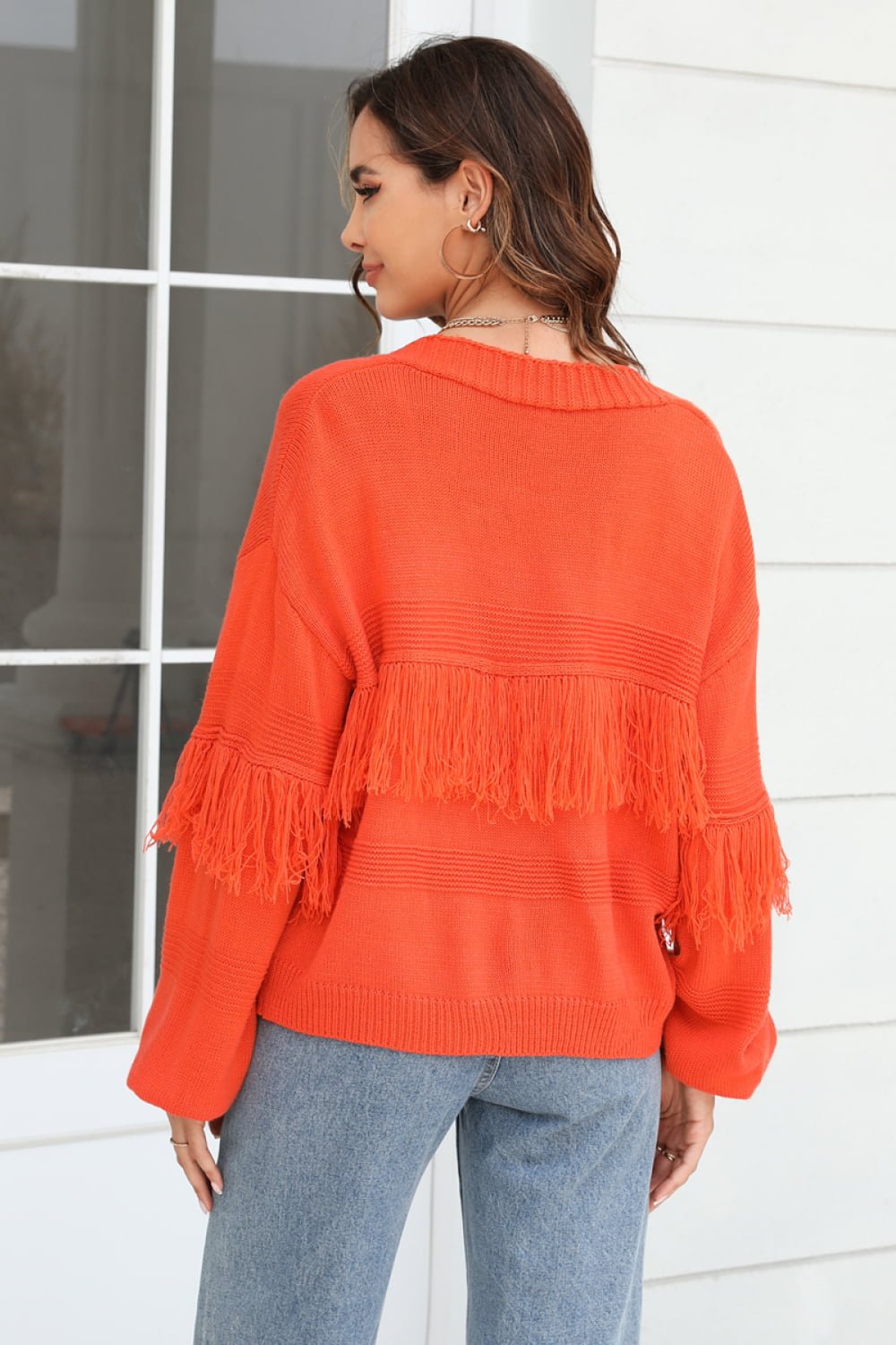 Double Take Fringe Trim Open Front Cardigan - Loulou Boutique