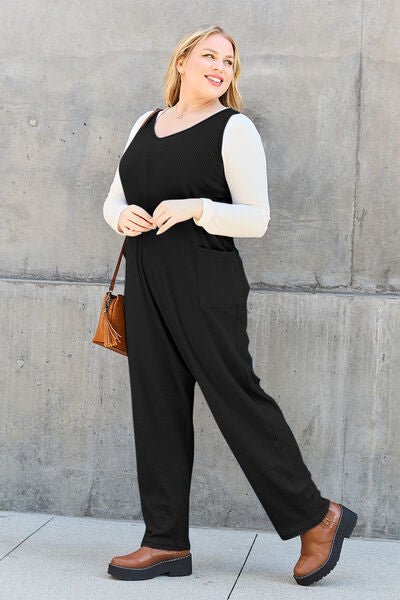 Double Take Full Size Sleeveless Straight Jumpsuit - Loulou Boutique