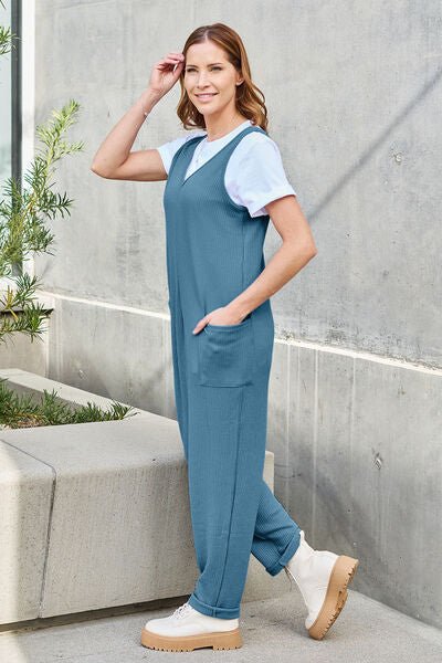 Double Take Full Size Sleeveless Straight Jumpsuit - Loulou Boutique