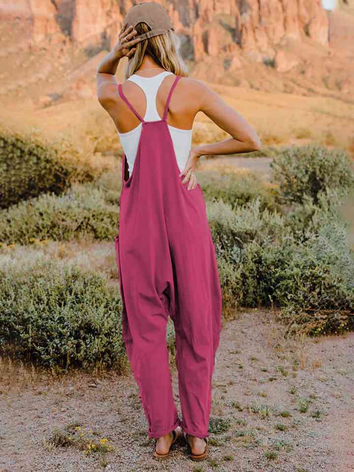 Double Take Full Size Sleeveless V - Neck Pocketed Jumpsuit - Loulou Boutique