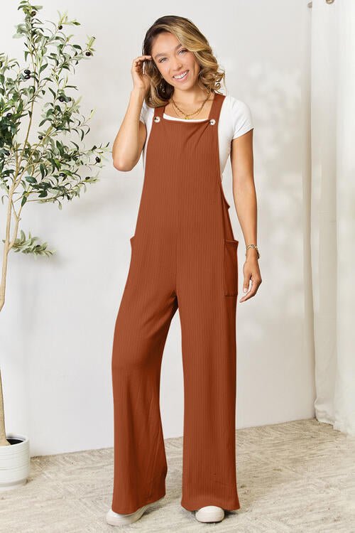 Double Take Full Size Wide Strap Overall with Pockets - Loulou Boutique